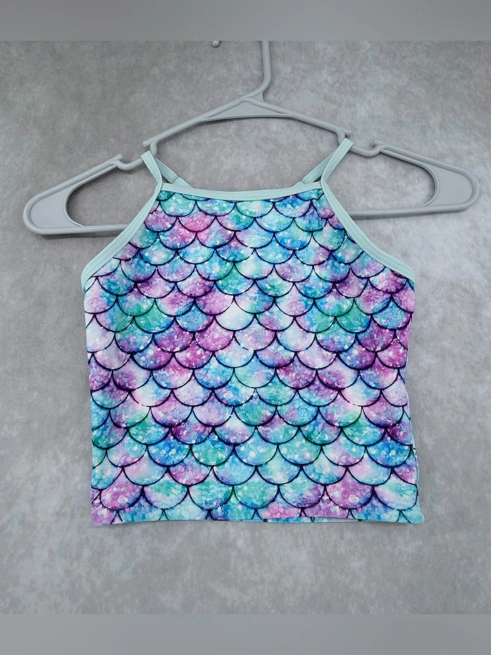 Girls Aqua Mermaid Scale Swim suit set skirt built in 6T